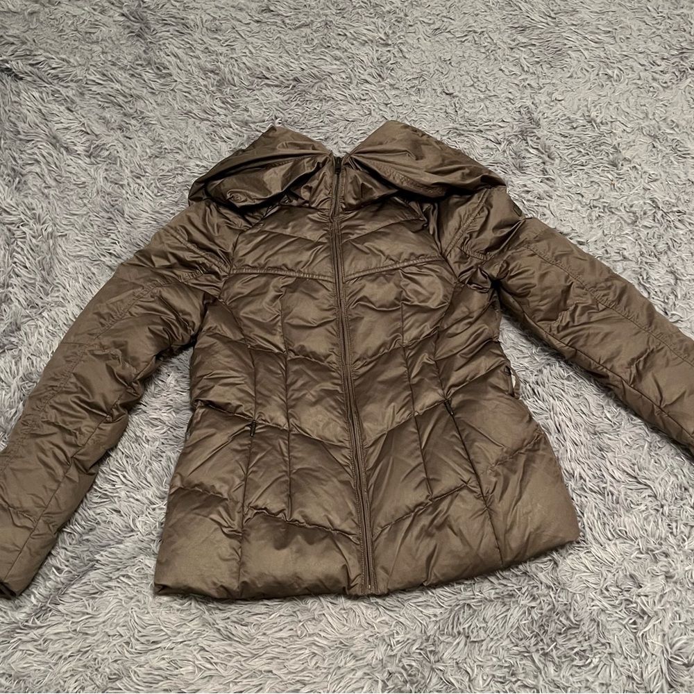 Olive green North Face puffer